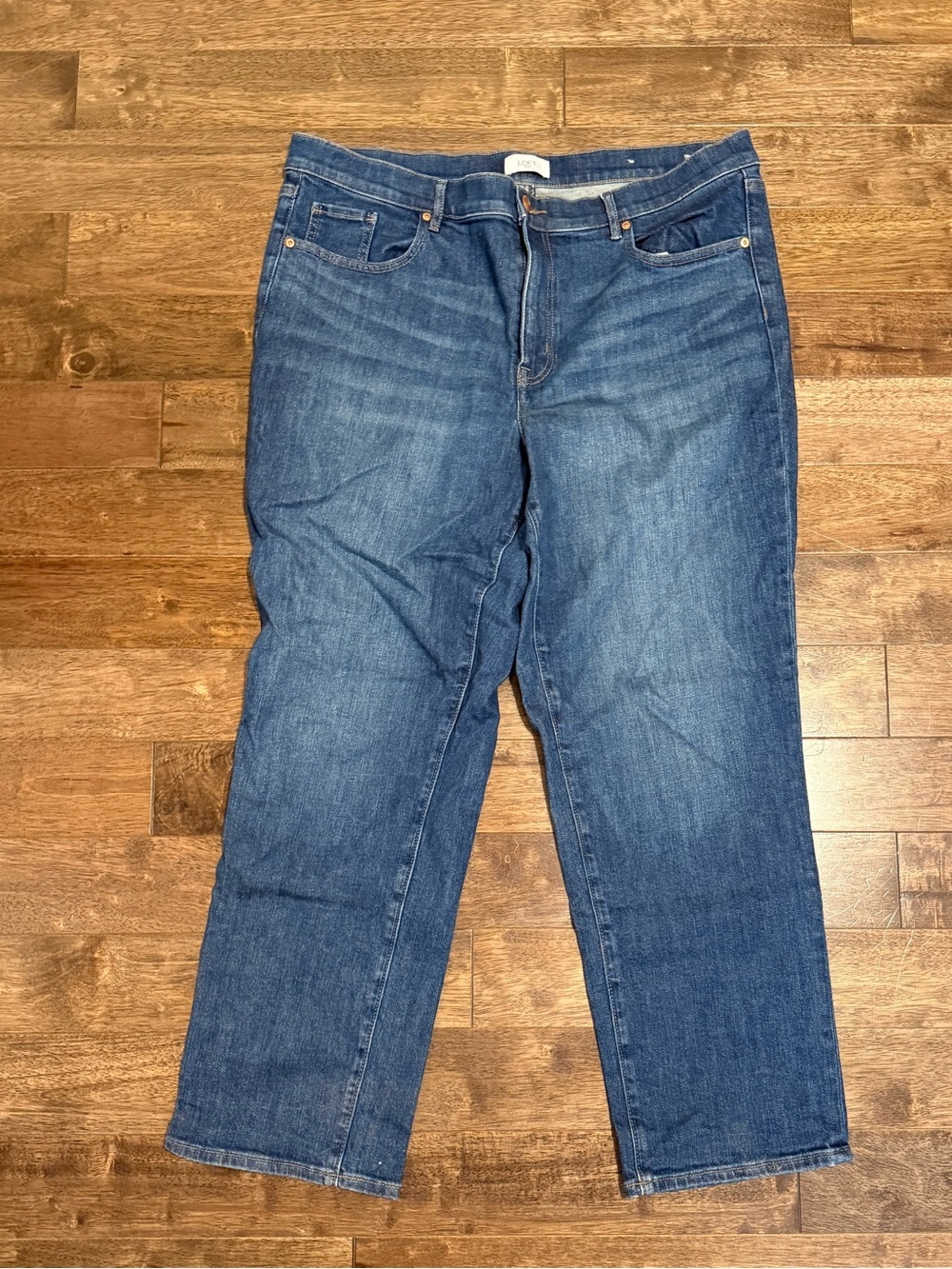 LOFT Outlet Women’s Straight Leg Blue Jeans Medium Wash Stretch Denim Size 16
